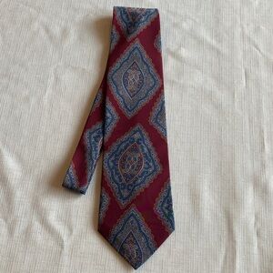 Wembley Burgundy Tie with Blue Paisley Medallions